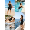 Plus Size Tankini Swimsuits – Athletic Two Piece Bathing Suits with Short for Women Swimwear with Pockets(Black)