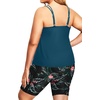 Plus Size Tankini Swimsuits – Athletic Two Piece Bathing Suits with Short for Women Swimwear with Pockets(Teal and Floral)