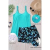 Plus Size Tankini Swimsuits – Women Two Piece Tankini Top with Shorts Flowy Swimsuit 2025 Bathing Suits(Aqua and Blue Floral)