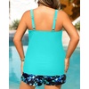 Plus Size Tankini Swimsuits – Women Two Piece Tankini Top with Shorts Flowy Swimsuit 2025 Bathing Suits(Aqua and Blue Floral)