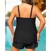 Plus Size Tankini Swimsuits – Women Two Piece Tankini Top with Shorts Flowy Swimsuit 2025 Bathing Suits(Black)