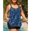 Plus Size Tankini Swimsuits – Women Two Piece Tankini Top with Shorts Flowy Swimsuit 2025 Bathing Suits(Blue Paisley)
