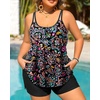 Plus Size Tankini Swimsuits – Women Two Piece Tankini Top with Shorts Flowy Swimsuit 2025 Bathing Suits(Colorful Paisley)
