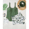 Plus Size Tankini Swimsuits – Women Two Piece Tankini Top with Shorts Flowy Swimsuit 2025 Bathing Suits(Green Palm Tree)