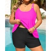 Plus Size Tankini Swimsuits – Women Two Piece Tankini Top with Shorts Flowy Swimsuit 2025 Bathing Suits(Hot Pink)