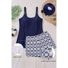 Plus Size Tankini Swimsuits – Women Two Piece Tankini Top with Shorts Flowy Swimsuit 2025 Bathing Suits(Navy Geometric)