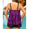 Plus Size Tankini Swimsuits – Women Two Piece Tankini Top with Shorts Flowy Swimsuit 2025 Bathing Suits(Purple Leaves)