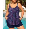 Plus Size Tankini Swimsuits – Women Two Piece Tankini Top with Shorts Flowy Swimsuit 2025 Bathing Suits(Star Whole Sky)