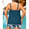 Plus Size Tankini Swimsuits – Women Two Piece Tankini Top with Shorts Flowy Swimsuit 2025 Bathing Suits(Teal Flower)
