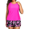 Plus Size Tankini with Skirt – Two Piece Swimsuit for Women Tummy Control Bathing Suit High Neck 2025 Swimwear(Pink Paisley)