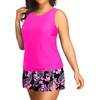 Plus Size Tankini with Skirt – Two Piece Swimsuit for Women Tummy Control Bathing Suit High Neck 2025 Swimwear(Pink Paisley)