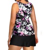 Plus Size Tankini with Skirt – Two Piece Swimsuit for Women Tummy Control Bathing Suit High Neck 2025 Swimwear(Purple Floral)