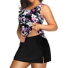 Plus Size Tankini with Skirt – Two Piece Swimsuit for Women Tummy Control Bathing Suit High Neck 2025 Swimwear(Purple Floral)