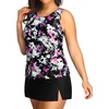 Plus Size Tankini with Skirt – Two Piece Swimsuit for Women Tummy Control Bathing Suit High Neck 2025 Swimwear(Purple Floral)