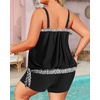 Tempt Me Plus Size Tankini Swimsuits for Women Bandeau Two Piece Bathing Suit Top with Shorts Blouson Swimwear(Geometric)