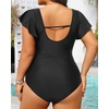 Tempt Me Women Plus Size One Piece Swimsuits – Tummy Control Bathing Suits 2025 Color Block Swimwear(Black a)
