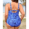 Tempt Me Women Plus Size One Piece Swimsuits – Tummy Control Bathing Suits 2025 Color Block Swimwear(Blue Paisley)