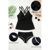 Tempt Me Women Plus Size Tankini Swimsuits – Two Piece Tummy Control Bathing Suits Ribbed Swimwear 2026 High Waisted Bottom(Black)