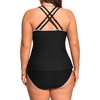 Tempt Me Women Plus Size Tankini Swimsuits – Two Piece Tummy Control Bathing Suits Ribbed Swimwear 2026 High Waisted Bottom(Black)