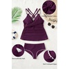 Tempt Me Women Plus Size Tankini Swimsuits – Two Piece Tummy Control Bathing Suits Ribbed Swimwear 2026 High Waisted Bottom(Purple)