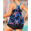 Tempt Me Women Plus Size Tankini Swimsuits – Two Piece Tummy Control Bathing Suits with Shorts 2025 Swimwear(Blue Floral)