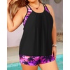 Tempt Me Women Plus Size Tankini Swimsuits – Two Piece Tummy Control Bathing Suits with Shorts 2025 Swimwear(Pink Palm)