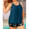 Tempt Me Women Plus Size Tankini Swimsuits – Two Piece Tummy Control Bathing Suits with Shorts 2025 Swimwear(Teal and Floral)