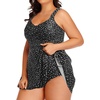 Tempt Me Women’s Plus Size Swim Dress – One Piece Swimsuits Tummy Control Bathing Suit Swimwear 2025(Black White Dot)