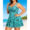 Tempt Me Women’s Plus Size Swim Dress – One Piece Swimsuits Tummy Control Bathing Suit Swimwear 2025(Blue Paisley)