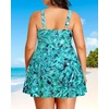 Tempt Me Women’s Plus Size Swim Dress – One Piece Swimsuits Tummy Control Bathing Suit Swimwear 2025(Blue Paisley)