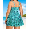 Tempt Me Women’s Plus Size Swim Dress – One Piece Swimsuits Tummy Control Bathing Suit Swimwear 2025(Blue Paisley)
