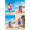 Tempt Me Women’s Plus Size Swim Dress – One Piece Swimsuits Tummy Control Bathing Suit Swimwear 2025(Blue Purple Leaves)