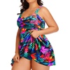 Tempt Me Women’s Plus Size Swim Dress – One Piece Swimsuits Tummy Control Bathing Suit Swimwear 2025(Colorful Leaves 2)