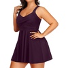 Tempt Me Women’s Plus Size Swim Dress – One Piece Swimsuits Tummy Control Bathing Suit Swimwear 2025(Dark Purple)