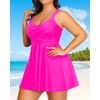 Tempt Me Women’s Plus Size Swim Dress – One Piece Swimsuits Tummy Control Bathing Suit Swimwear 2025(Hot Pink)