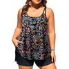 Plus Size Tankini Swimsuits – Women Two Piece Tankini Top with Shorts Flowy Swimsuit 2025 Bathing Suits(Colorful Paisley)