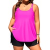 Plus Size Tankini Swimsuits – Women Two Piece Tankini Top with Shorts Flowy Swimsuit 2025 Bathing Suits(Hot Pink)