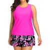 Plus Size Tankini with Skirt – Two Piece Swimsuit for Women Tummy Control Bathing Suit High Neck 2025 Swimwear(Pink Paisley)
