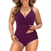 Tempt Me Women Plus Size Tankini Swimsuits – Two Piece Tummy Control Bathing Suits Ribbed Swimwear 2026 High Waisted Bottom(Purple)