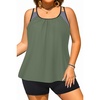 image:imageTempt Me Women Plus Size Tankini Swimsuits  Two Piece Tummy Control Bathing Suits with Shorts 2025 SwimwearArmy Green