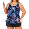 Tempt Me Women Plus Size Tankini Swimsuits – Two Piece Tummy Control Bathing Suits with Shorts 2025 Swimwear(Blue Floral)