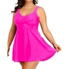 Tempt Me Women’s Plus Size Swim Dress – One Piece Swimsuits Tummy Control Bathing Suit Swimwear 2025(Hot Pink)