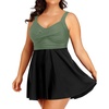 Tempt Me Women’s Plus Size Swim Dress – One Piece Swimsuits Tummy Control Bathing Suit Swimwear 2025(Olive Green)
