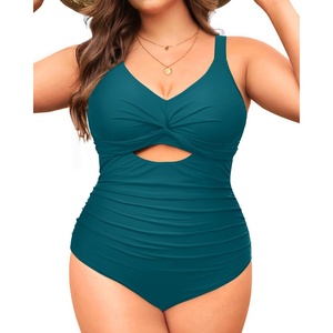 Tempt Me Women Plus Size One Piece Swimsuits – Tummy Control Bathing Suits 2025 Color Block Swimwear(Teal)