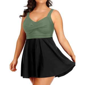 Tempt Me Women’s Plus Size Swim Dress – One Piece Swimsuits Tummy Control Bathing Suit Swimwear 2025(Olive Green)