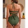 High Waisted Underwire Bikini Sets – Women 2025 Two Piece Swimsuits Halter Bathing Suits with Tummy Control Bottom(Army Green)