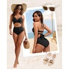 High Waisted Underwire Bikini Sets – Women 2025 Two Piece Swimsuits Halter Bathing Suits with Tummy Control Bottom(Black)