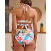 High Waisted Underwire Bikini Sets – Women 2025 Two Piece Swimsuits Halter Bathing Suits with Tummy Control Bottom(Colorful Floral)