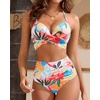 High Waisted Underwire Bikini Sets – Women 2025 Two Piece Swimsuits Halter Bathing Suits with Tummy Control Bottom(Colorful Floral)