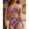 High Waisted Underwire Bikini Sets – Women 2025 Two Piece Swimsuits Halter Bathing Suits with Tummy Control Bottom(Colorful Leopard)